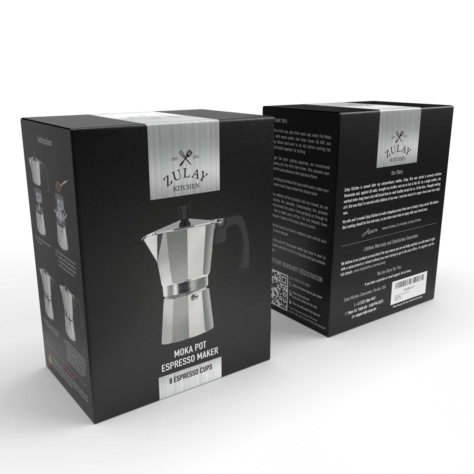 Stovetop Espresso Cup Moka Pot: 5 cup - Dark Gray