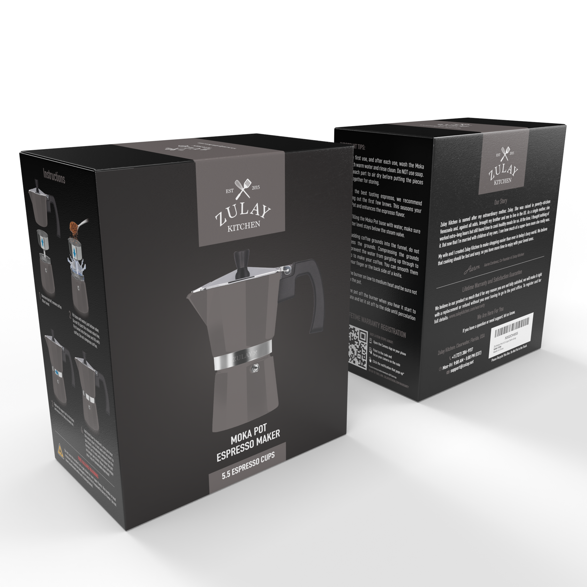 Stovetop Espresso Cup Moka Pot: 5 cup - Dark Gray