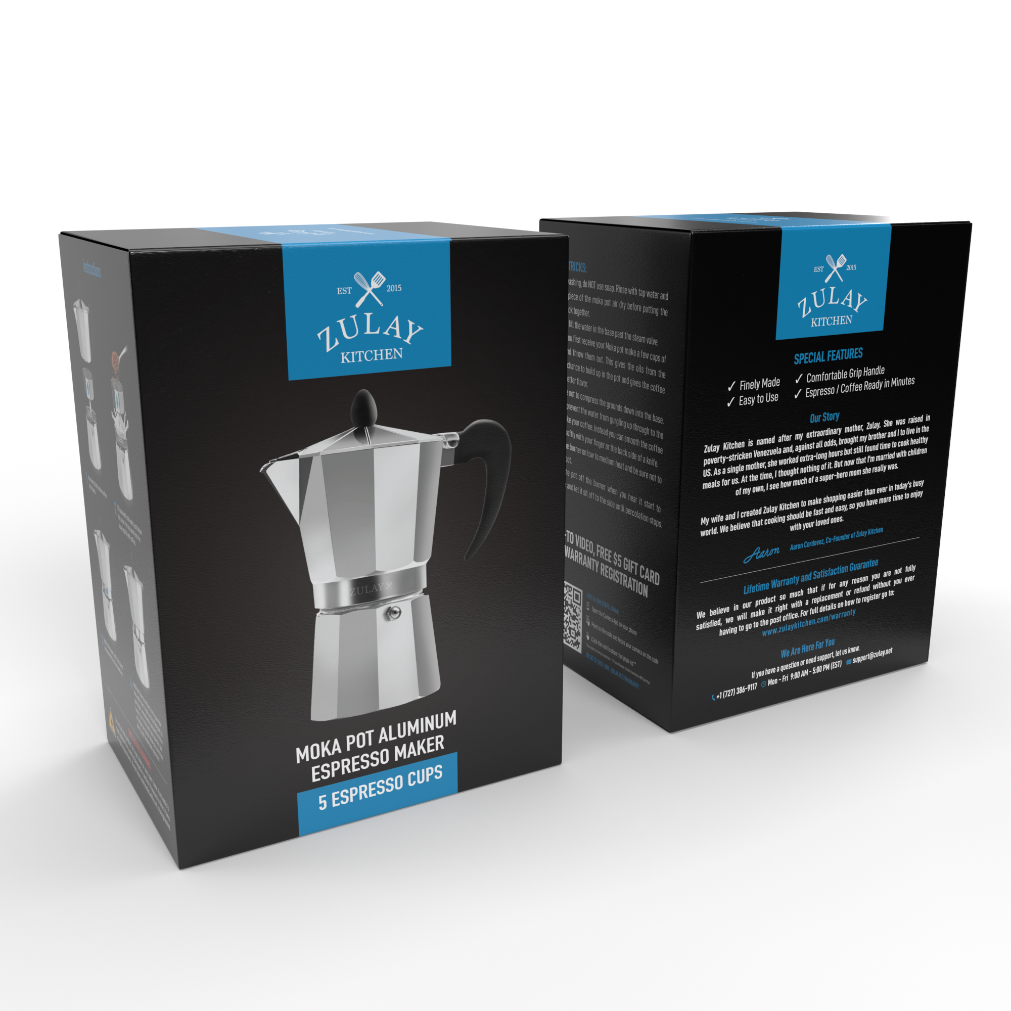Stovetop Espresso Cup Moka Pot: 5 cup - Dark Gray