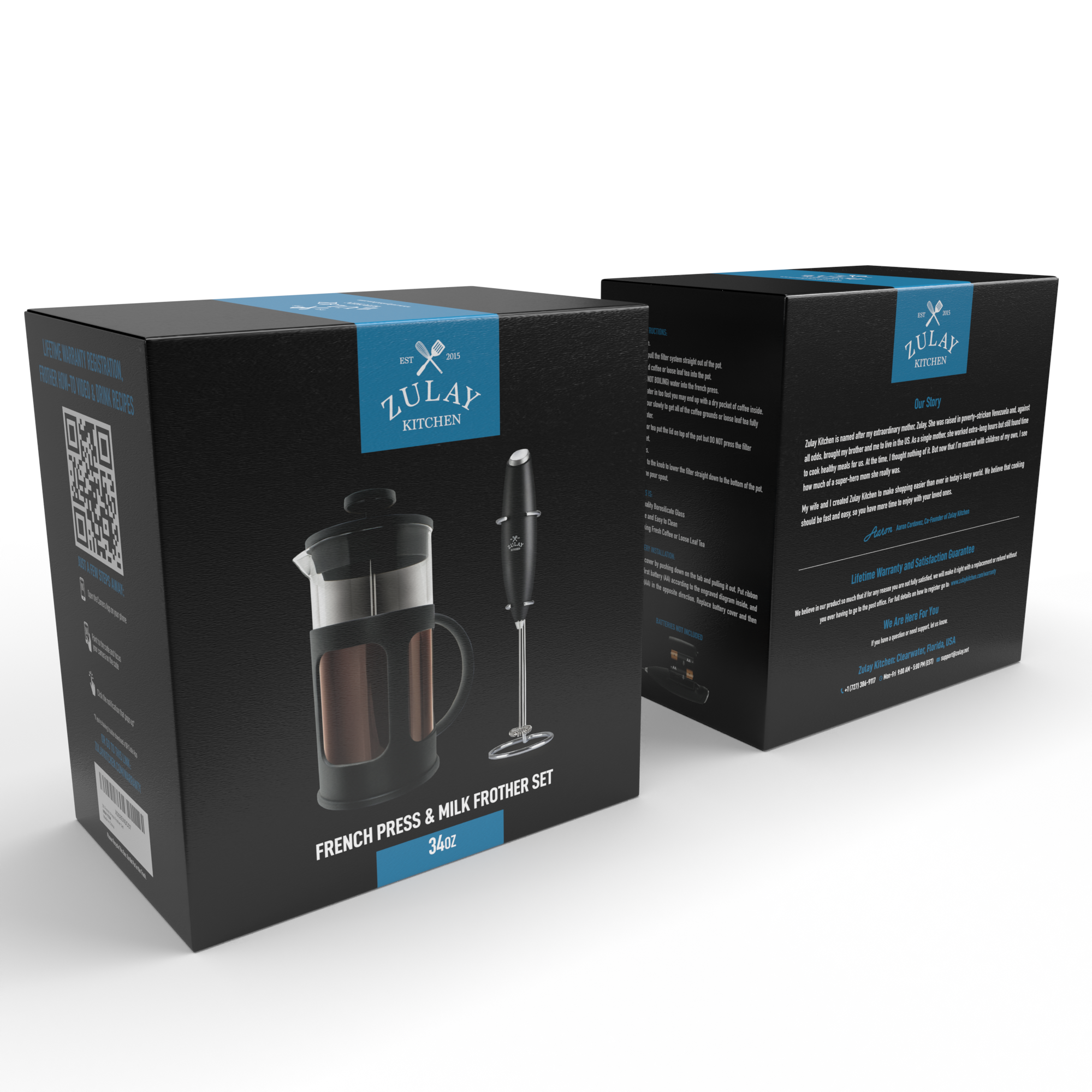 French Press Coffee Pot and Milk Frother Set