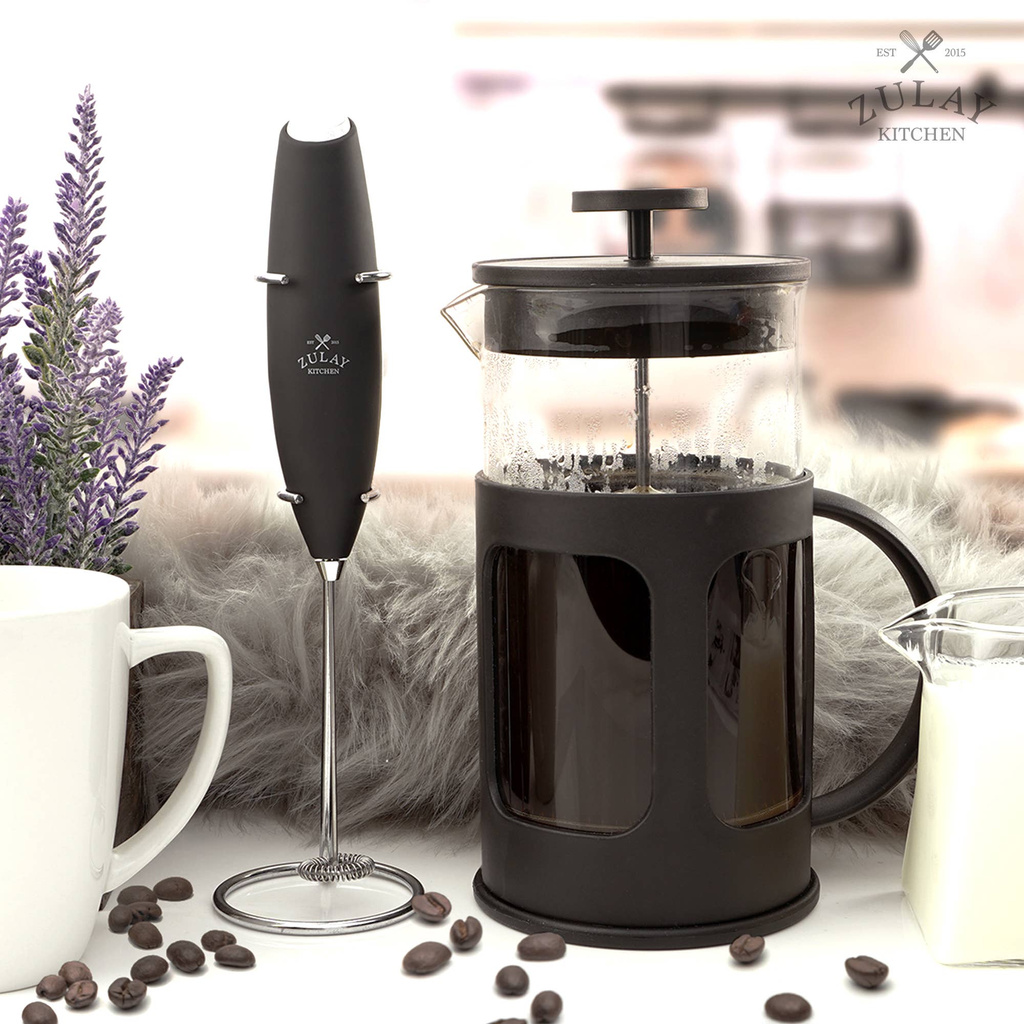 French Press Coffee Pot and Milk Frother Set