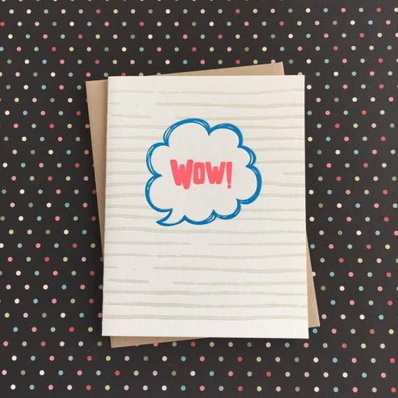Wow! Card - letterpress card