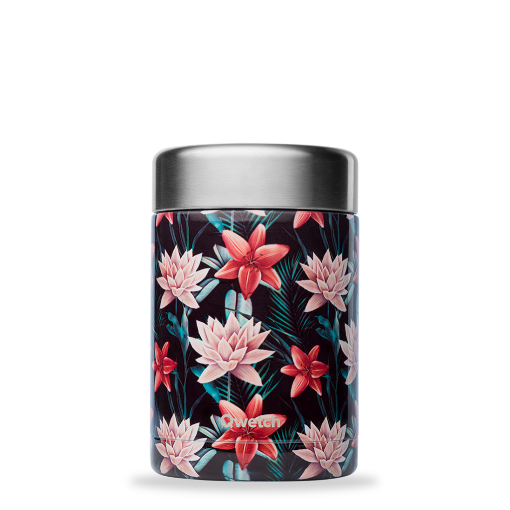 Boîte repas isotherme inox - Tropical - Fleurs noir - 650ml