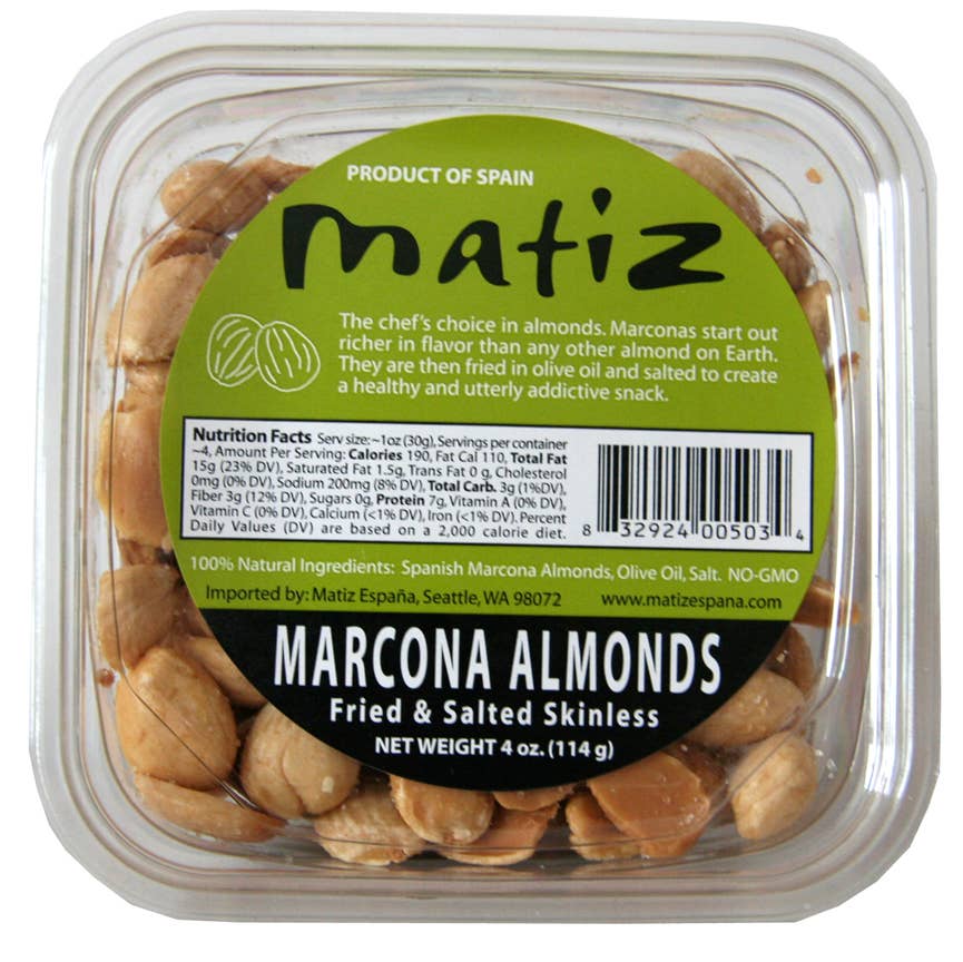 Matiz Marcona Fried Salted Tubs - 4oz