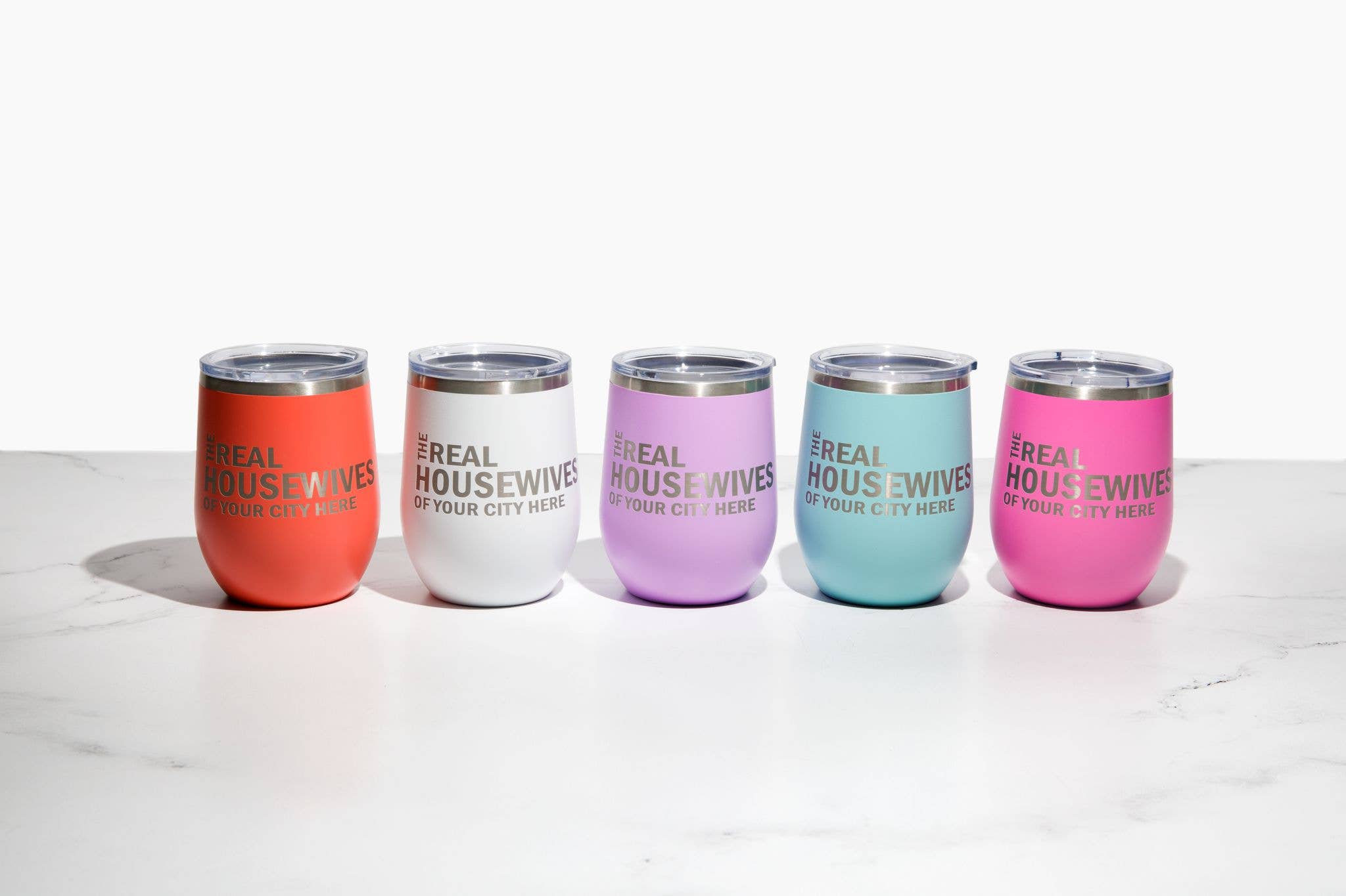 Real Housewives of YOUR CUSTOM CITY Polar Camel Wine Tumbler: Teal