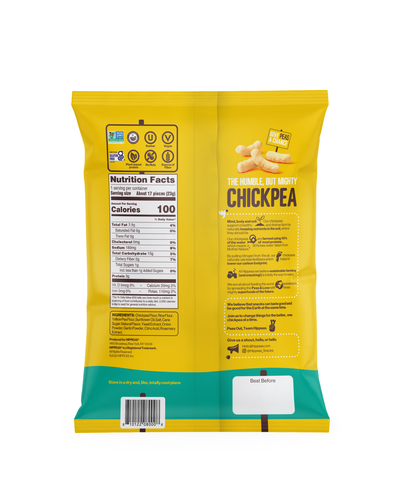 Chickpea Puffs, Vegan White Cheddar, 24ct 0.8oz Bags - Vegan Gluten-Free Snacks