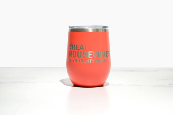 Real Housewives of MADISON CT Polar Camel Wine Tumbler: Coral