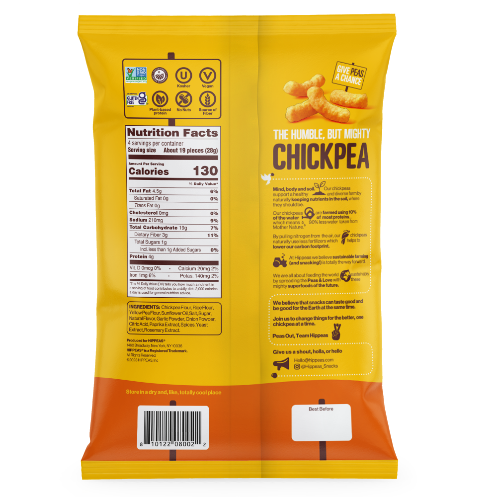 Chickpea Puffs, Nacho Vibes, 12ct 4oz Bags - Vegan Gluten-Free Snacks