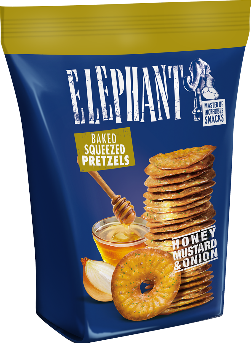 2072 - ELEPHANT Pretzels with Honey, Mustard&Onion  5.64oz(1