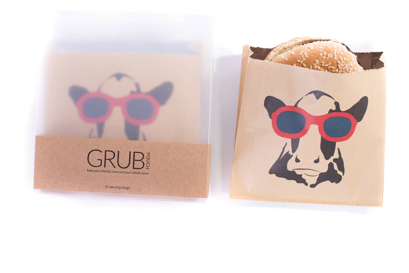 Eat Drink Host - Cow with Sunglasses Grub Pouches