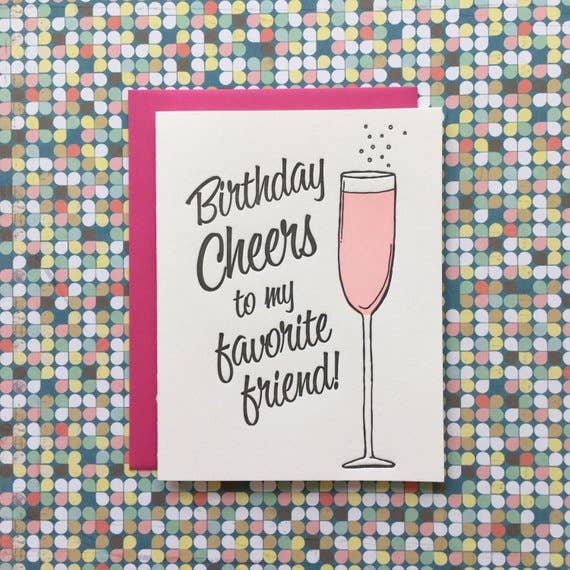 Happy Birthday Cheers - letterpress card