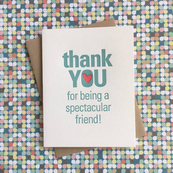 Thank You Friend Card - letterpress card