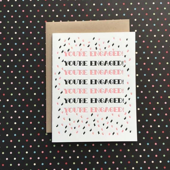 Confetti You’re Engaged - letterpress card