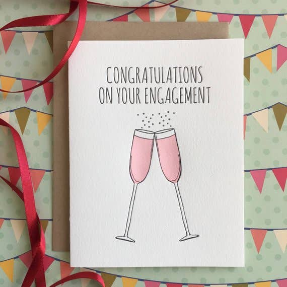 Engagement Champagne - letterpress card