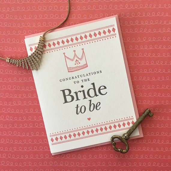 Bride to Be Crown - letterpress card