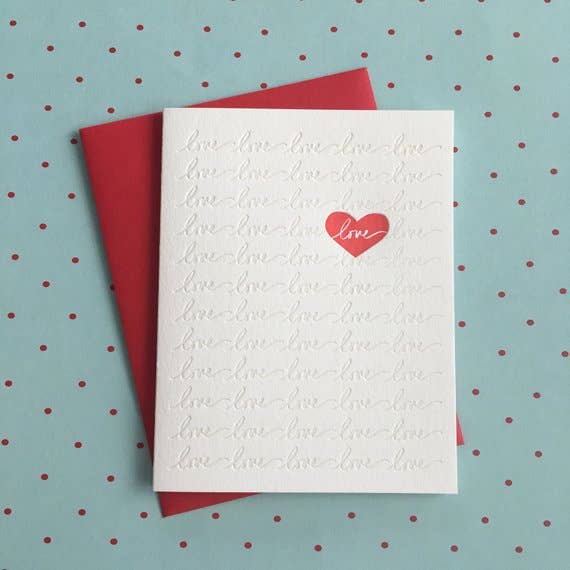 Heart Love - letterpress card