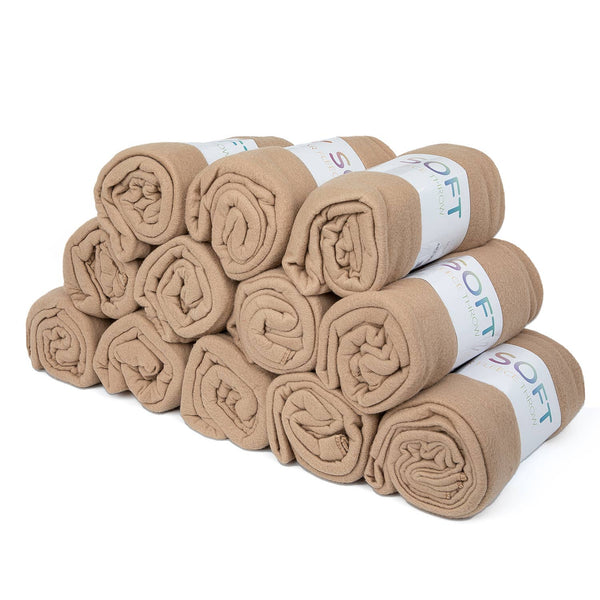 Soft Polar Fleece Throw Blankets - Color Options - 50x60: Beige