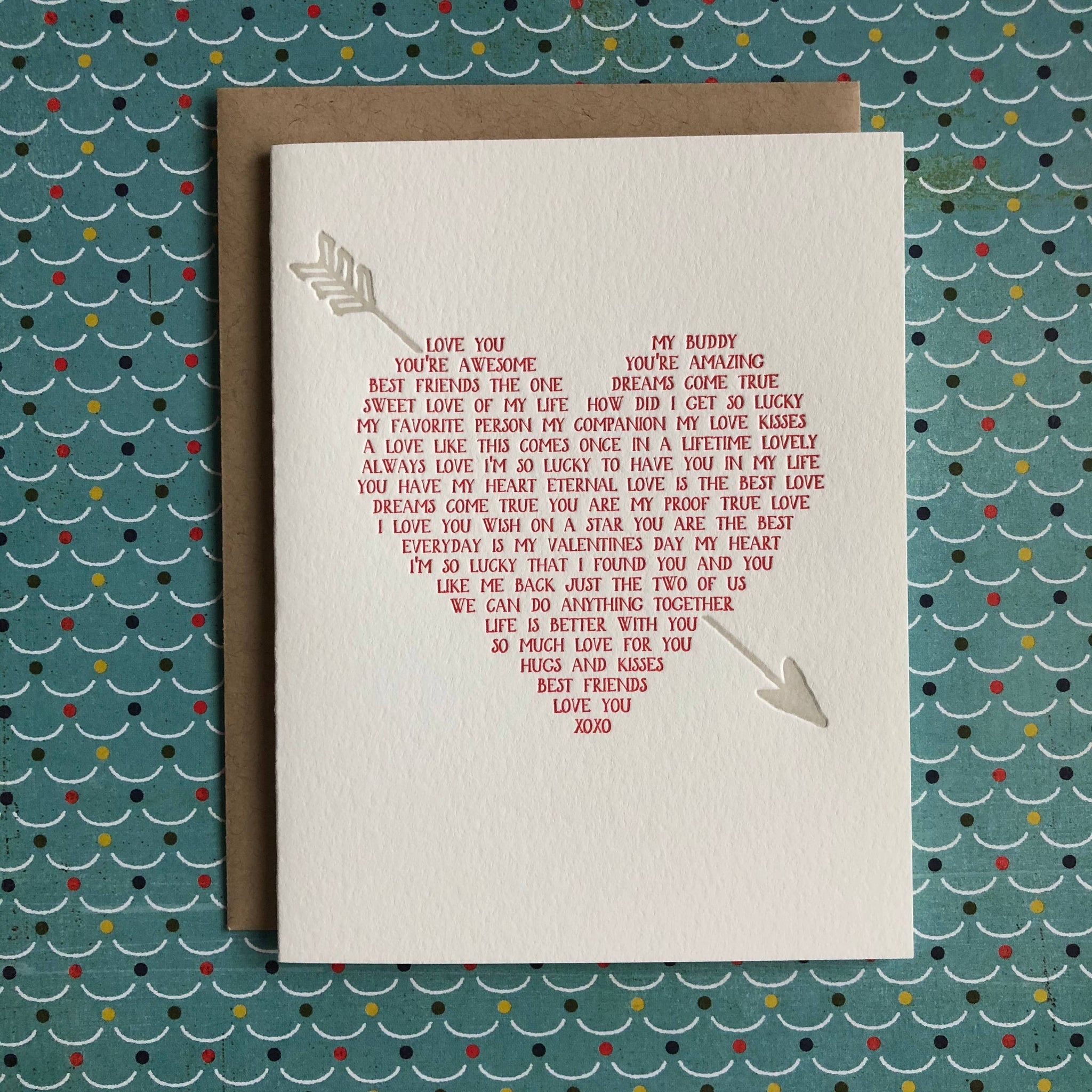 Heart Love Story - letterpress card